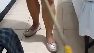 My stepmother was doing the house I find her mopping and it turns me on to see her so I tell her to ride my hard cock