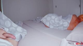Stepmom and stepson shared bed in hotel and have sex . English subtitles